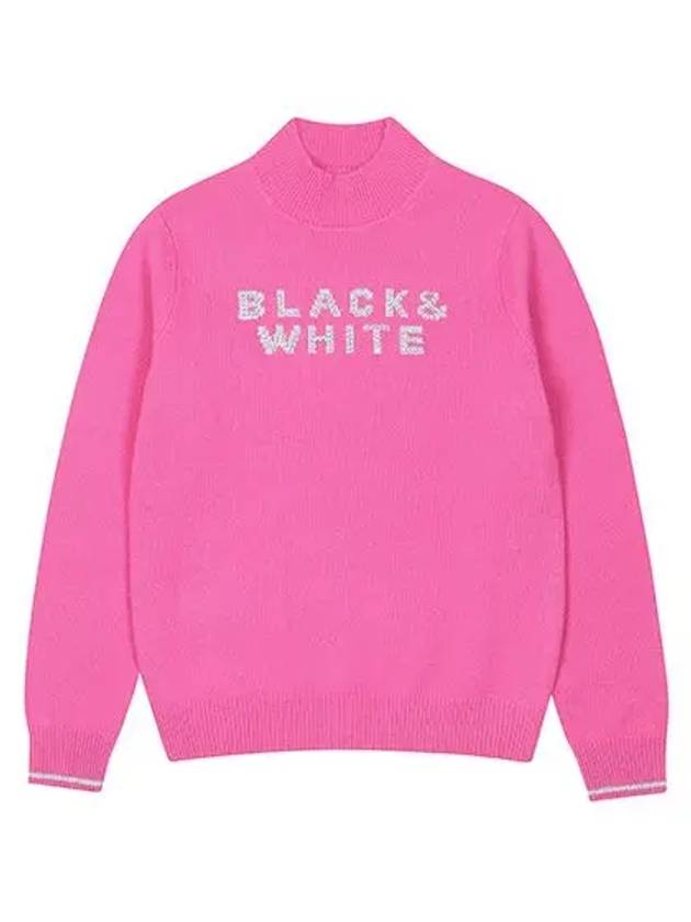 Women s Hotfix Logo High Neck Sweater 2634LXKW PINK - BLACK&WHITE - BALAAN 2