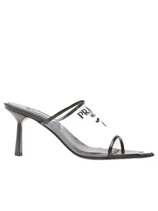 Logo Print Plexiglass Sandals Heel Black - PRADA - BALAAN 2