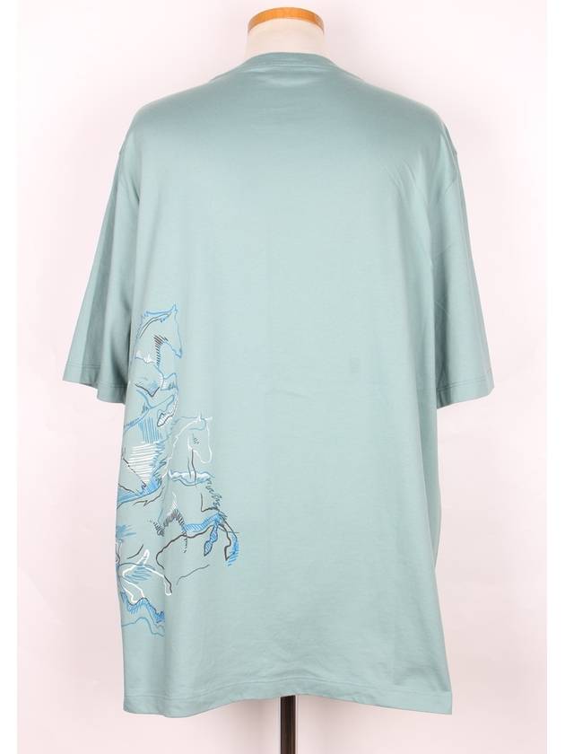 Horse Print Short Sleeve T Shirt XXL - HERMES - BALAAN 3