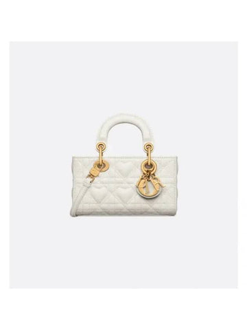 Lady D Joy Micro Cannage Lambskin Tote Bag Latte - DIOR - BALAAN 1