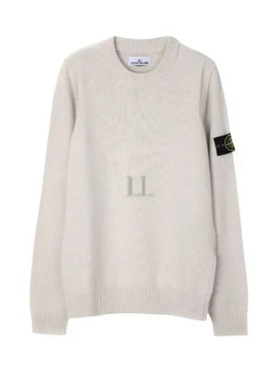 Logo Patch Crew Neck Wool Knit Top Off-White - STONE ISLAND - BALAAN 2