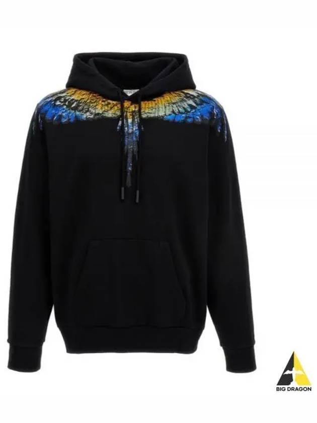 Icon Wings Drawstring Cotton Hoodie Black - MARCELO BURLON - BALAAN 2