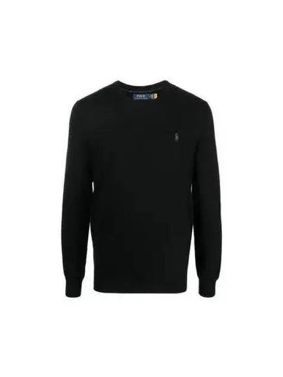 Logo Crew Neck Wool Knit Top Black - POLO RALPH LAUREN - BALAAN 2