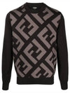 monogram jacquard wool crewneck knit top brown - FENDI - BALAAN 2