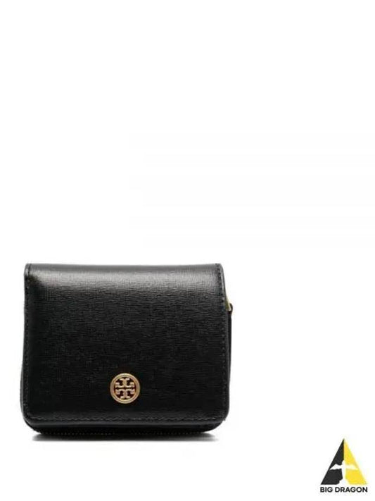 Robinson Leather Half Wallet Black - TORY BURCH - BALAAN 2