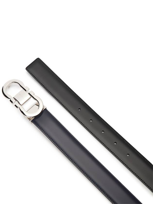 Gancini Reversible Leather Belt Midnight Blue - SALVATORE FERRAGAMO - BALAAN 5