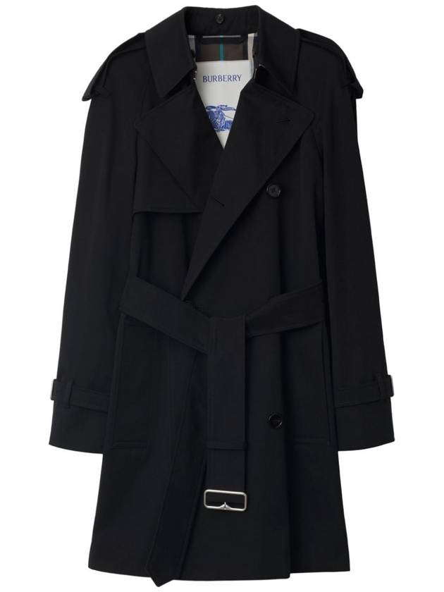 Double Breasted Short Trench Coat Black - BURBERRY - BALAAN 4