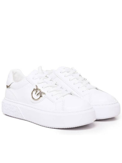 White Low Top Sneakers With Love Birds Diamond Cut In Leather Woman - PINKO - BALAAN 2