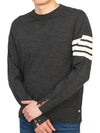 4 Bar Armband Classic Merino Wool Knit Top Dark Grey - THOM BROWNE - BALAAN 6