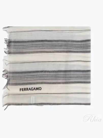 Jacquard Stripe Wool Scarf - SALVATORE FERRAGAMO - BALAAN 2