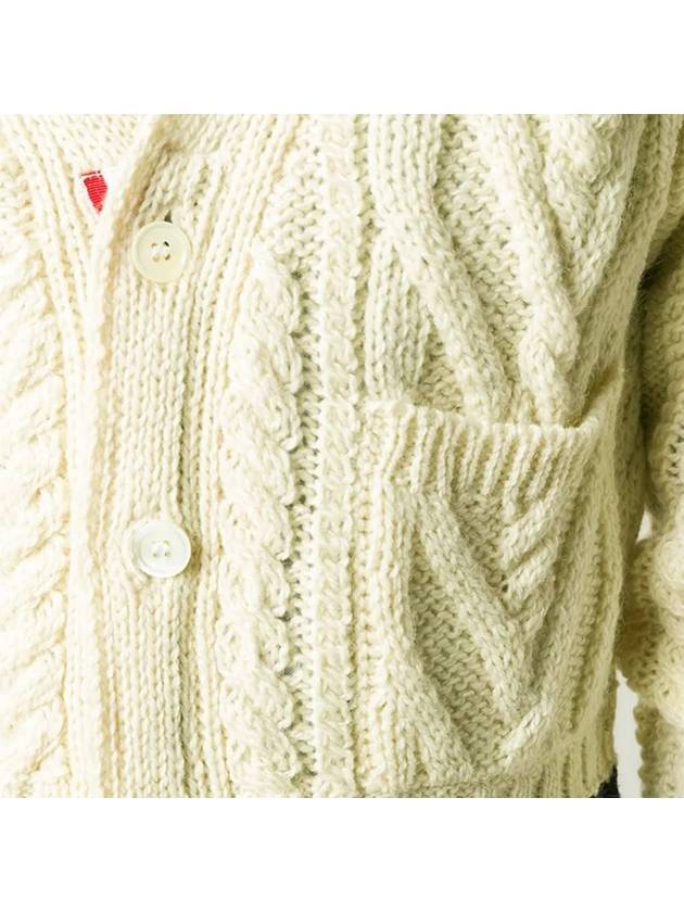 Aran Cable Classic Mohair Cardigan White - THOM BROWNE - BALAAN 5