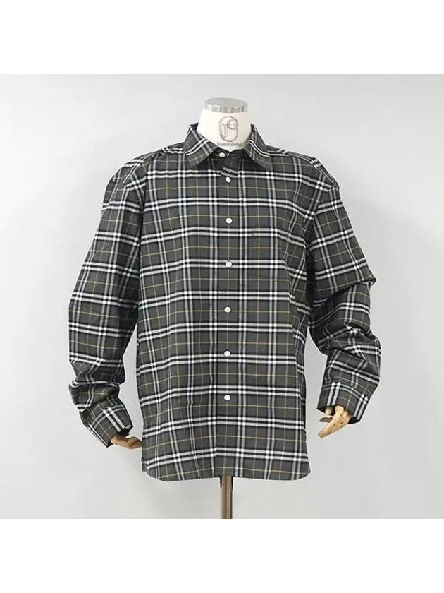 Men's Check Long Sleeve Shirt Dark Grey - BURBERRY - BALAAN 3