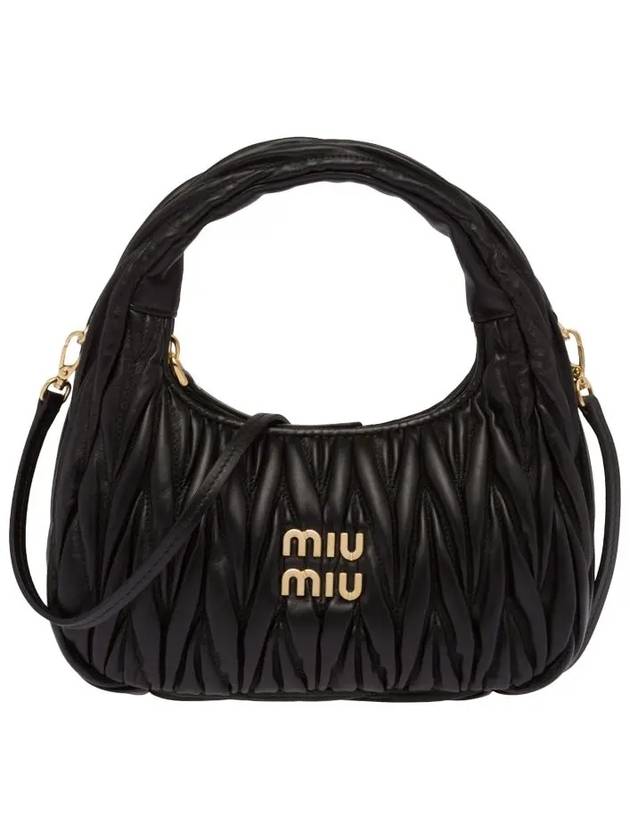 Wander Matelasse Nappa Leather Mini Hobo Tote Bag Black - MIU MIU - BALAAN 3