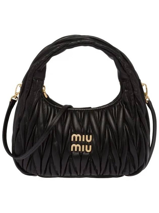 Wander Matelasse Nappa Leather Mini Hobo Tote Bag Black - MIU MIU - BALAAN 2