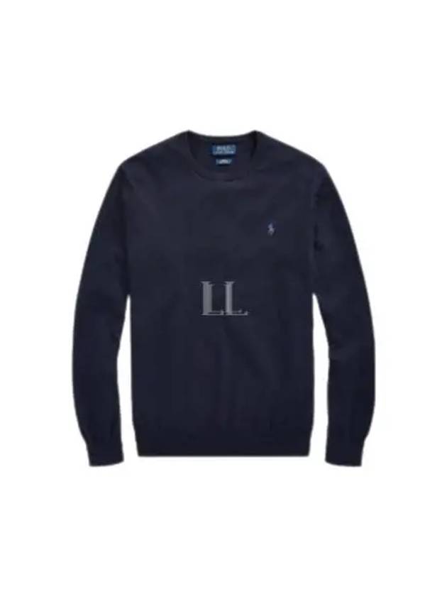 Embroidered Logo Crew Neck Knit Top Navy - POLO RALPH LAUREN - BALAAN 2