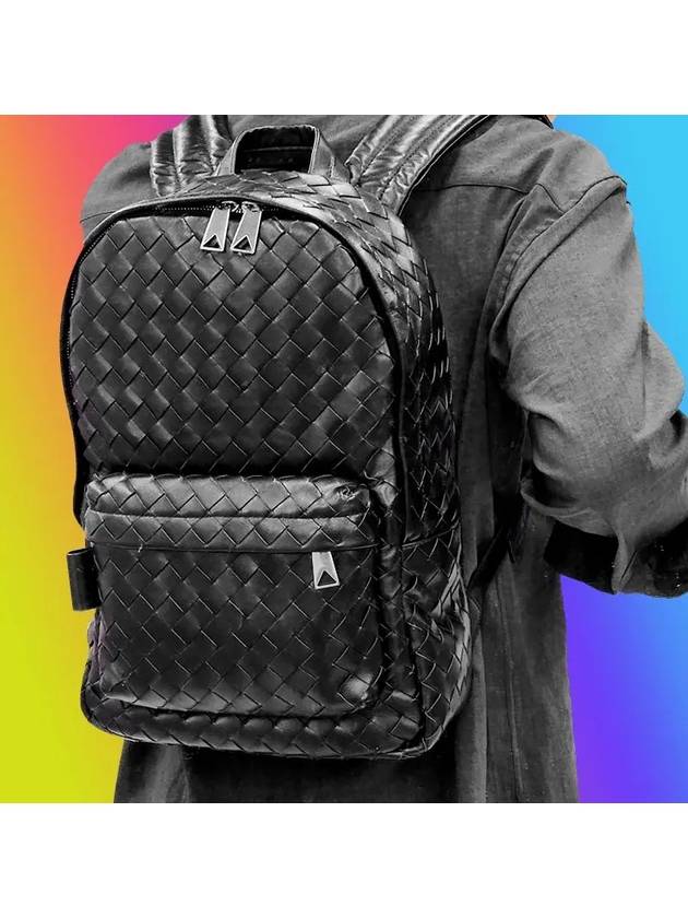 Intrecciato Small Calfskin Backpack Black - BOTTEGA VENETA - BALAAN 9