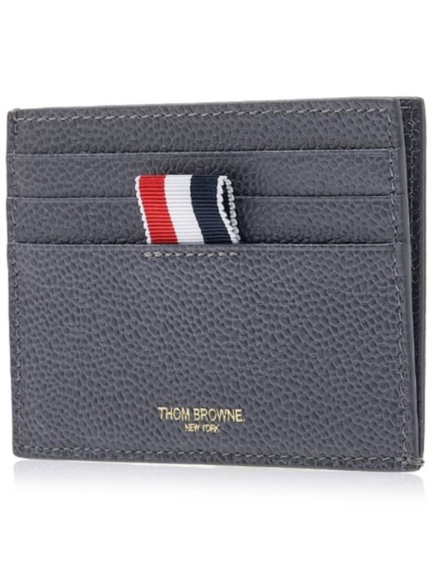 Pebble Calfskin 4-Bar Applique Note Card Wallet Dark Grey - THOM BROWNE - BALAAN 3