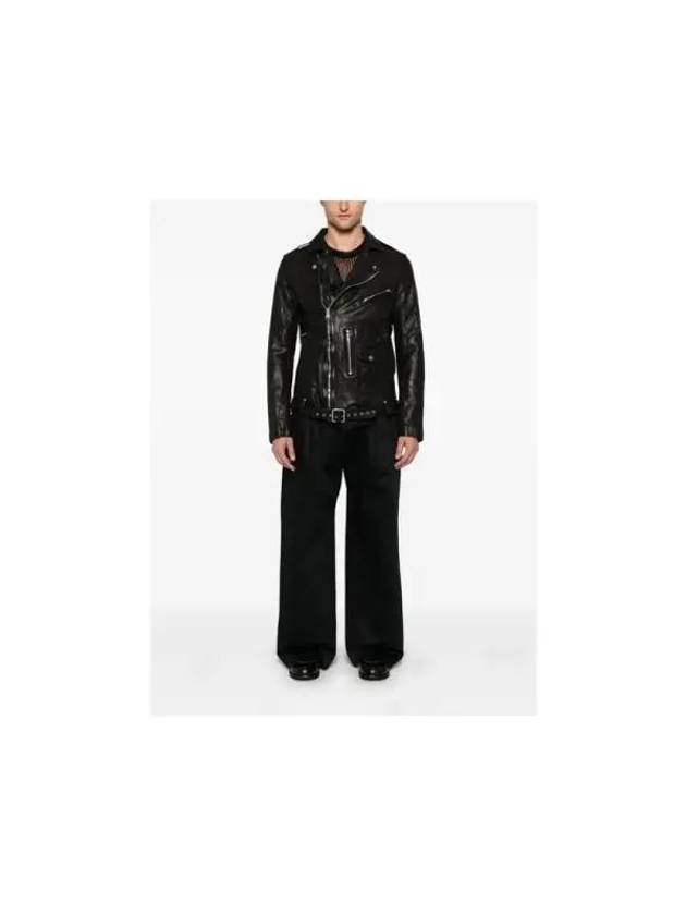 Leather biker jacket HOY98704 BLACK - YOHJI YAMAMOTO - BALAAN 3