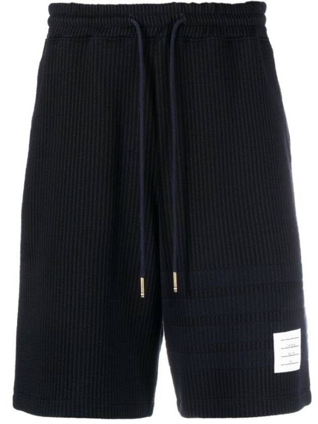 Seersucker Loopback 4-Bar Sweat Shorts Navy - THOM BROWNE - BALAAN 1