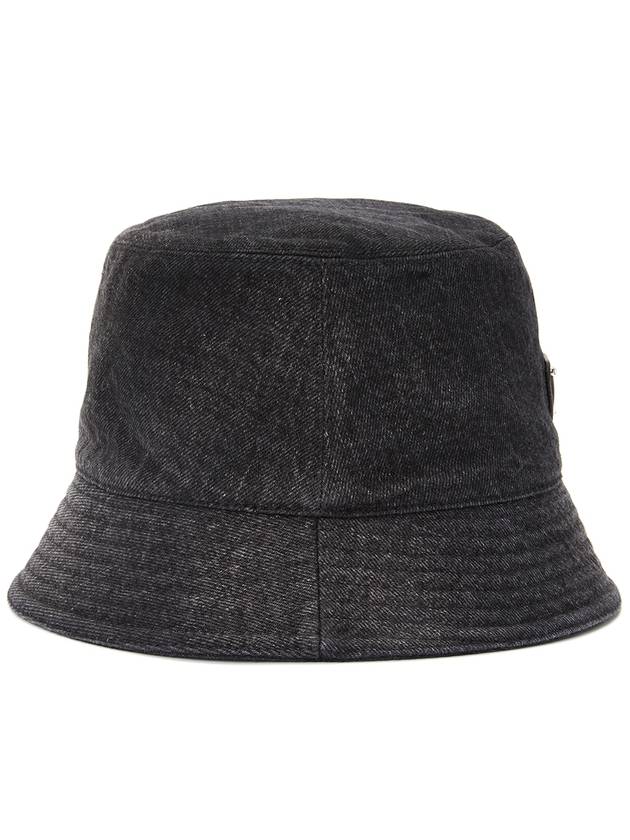 Triangle Logo Denim Bucket Hat Black - PRADA - BALAAN 5