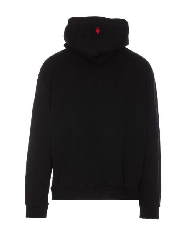 Feather Necklace Print Cotton Hoodie Black - MARCELO BURLON - BALAAN 3