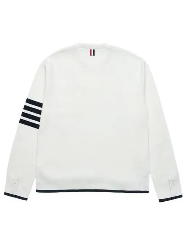 Milano Stitch 4-Bar Boxy Crew Neck Pullover Knit Top White - THOM BROWNE - BALAAN 3