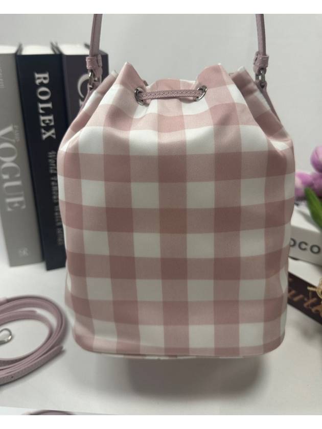 Re Nylon Pink Check Bucket Bag Mini 1BH038 - PRADA - BALAAN 3