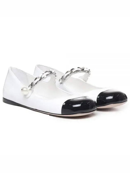 Miu Miu Patent Leather Ballerina Flats Black White - MIU MIU - BALAAN 2