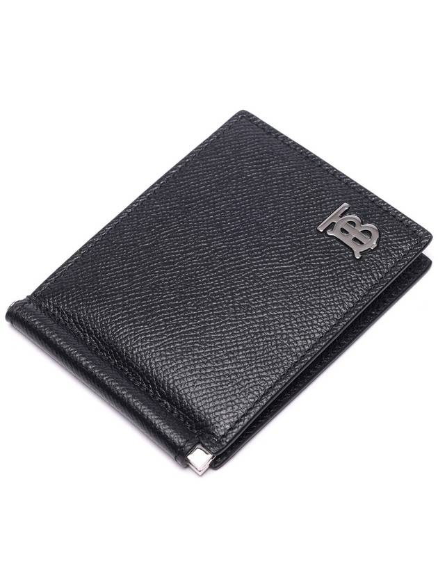 Men's TB Money Clip Grainy Leather Half Wallet Black - BURBERRY - BALAAN 6