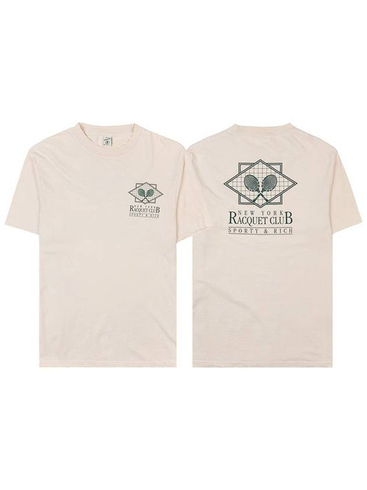 Graphic Print Cotton Short Sleeve T-Shirt Beige - SPORTY & RICH - BALAAN 2