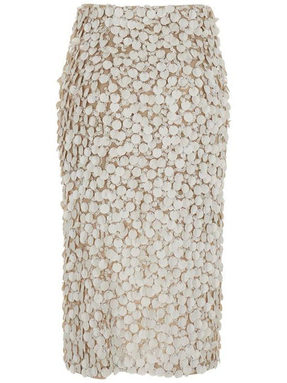 Skirt With All-Over Applied Sequins In Beige Technical Fabric For Women - P.A.R.O.S.H. - BALAAN 2