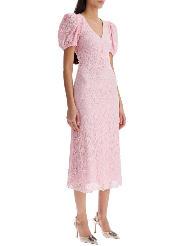 pink lace midi dress with puff sleeves - ROTATE - BALAAN 2