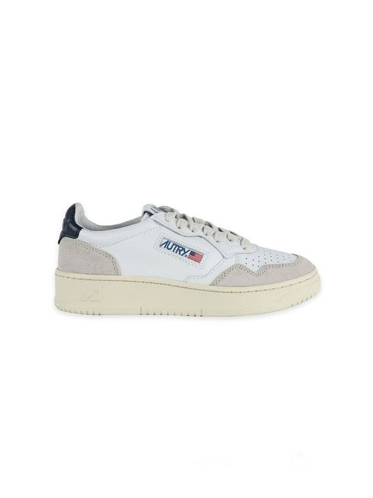 Women's Leather Suede Medalist Low Top Sneakers White Blue - AUTRY - BALAAN 1