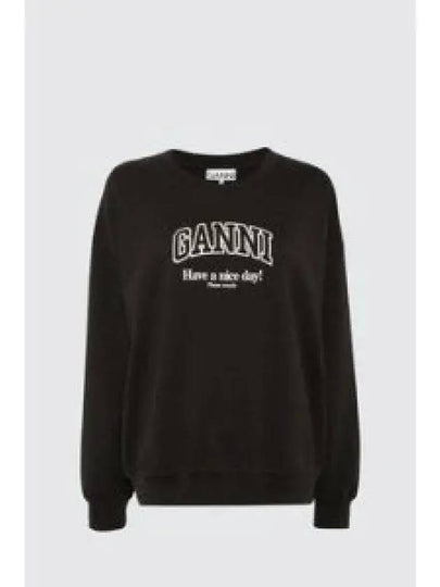 Isoli Oversized Cotton Sweatshirt Black - GANNI - BALAAN 2