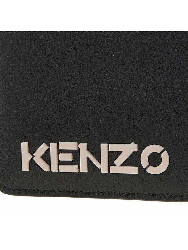 Logo Calf Leather Card Wallet Black - KENZO - BALAAN 7