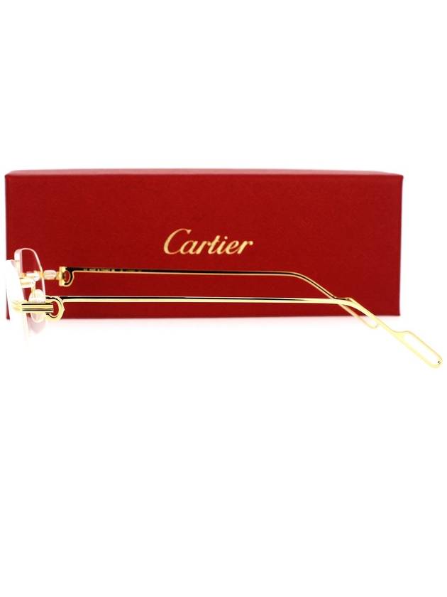 Square Metal Eyeglasses Gold - CARTIER - BALAAN 4