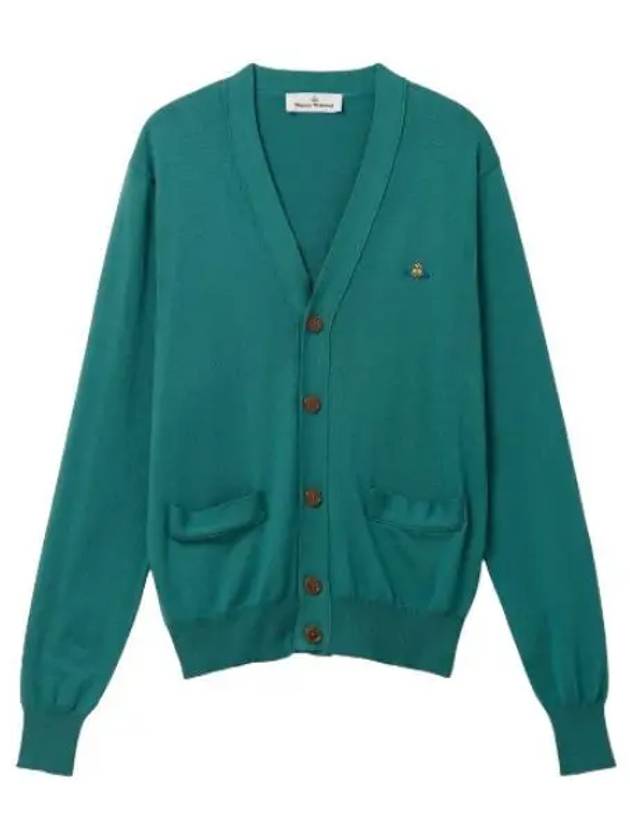 Orb embroidered logo cardigan teal - VIVIENNE WESTWOOD - BALAAN 1