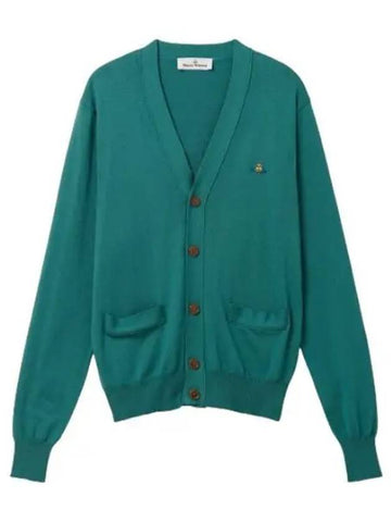 Orb embroidered logo cardigan teal - VIVIENNE WESTWOOD - BALAAN 1