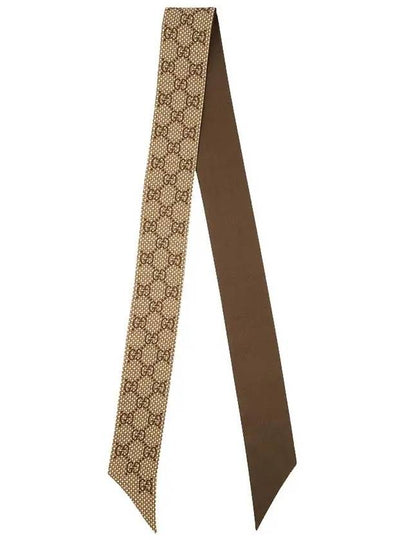 Silk Print Scarf Brown Beige - GUCCI - BALAAN 2