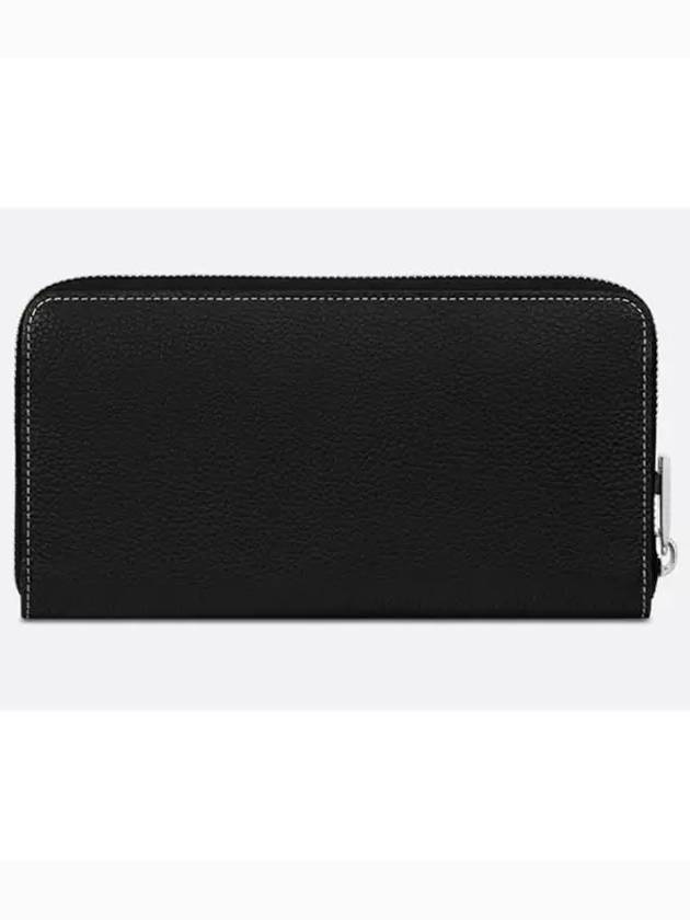 Saddle Zipper Leather Long Wallet Black - DIOR - BALAAN 3