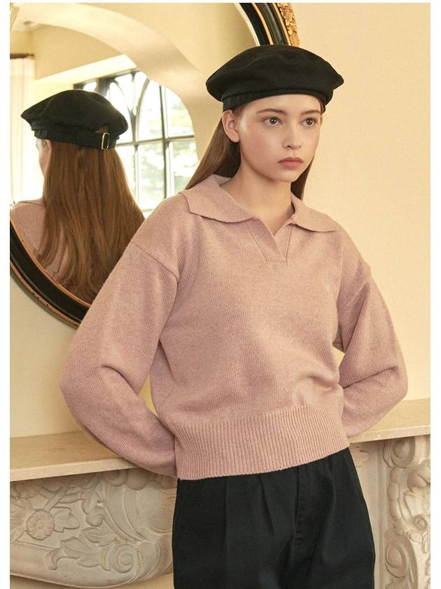 Women's Delight Wool Collar Knit Top Pink - MICANE - BALAAN 4