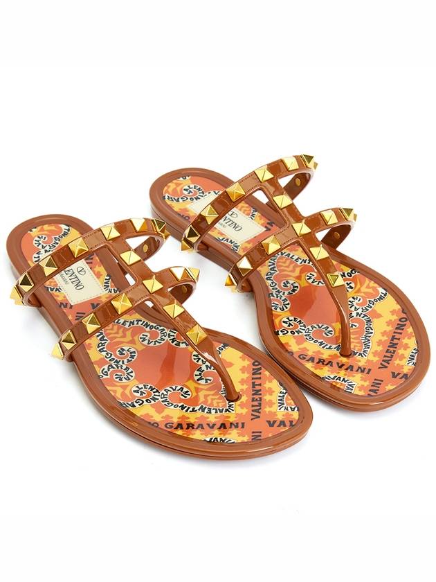 Rockstud flip flops brown - VALENTINO - BALAAN 4