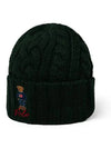 Polo Bear Cable Knit Beanie Dark Green - POLO RALPH LAUREN - BALAAN 2