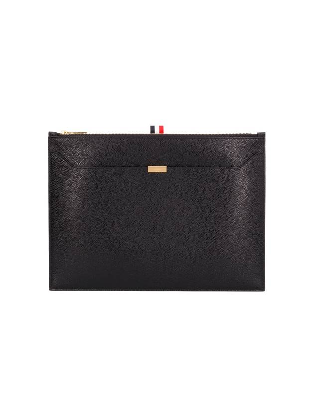 RWB Tab Leather Document Medium Clutch Bag Black - THOM BROWNE - BALAAN 2