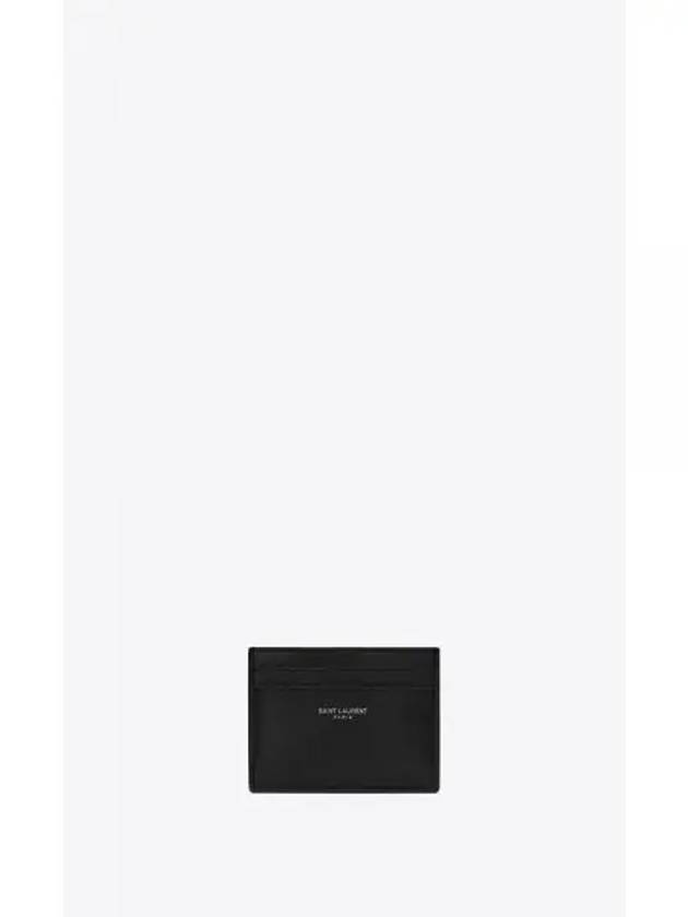 Smooth Leather Classic Logo Card Wallet Black - SAINT LAURENT - BALAAN 2