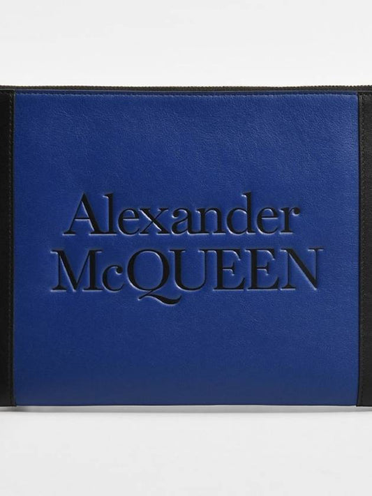 633063 Logo clutch bag black navy 1X3HI 4360 - ALEXANDER MCQUEEN - BALAAN 1