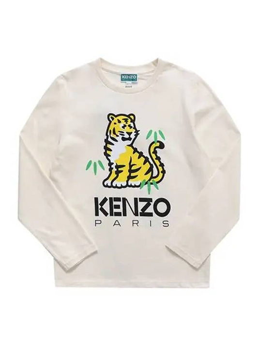 K15705 121 KOTORA Tiger Logo Junior Long Sleeve T shirt - KENZO - BALAAN 1