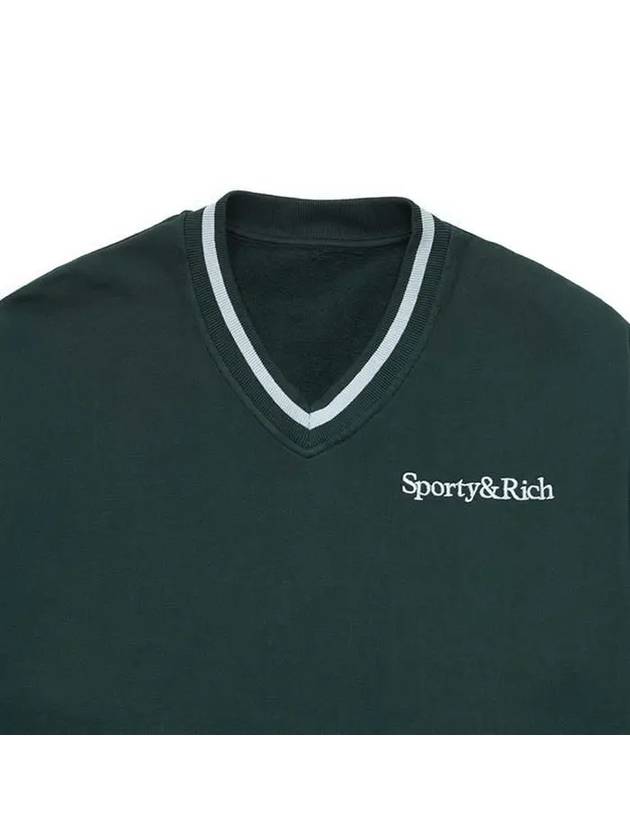 Serif Embroidered Logo V-Neck Sweatshirt Dark Green - SPORTY & RICH - BALAAN 4