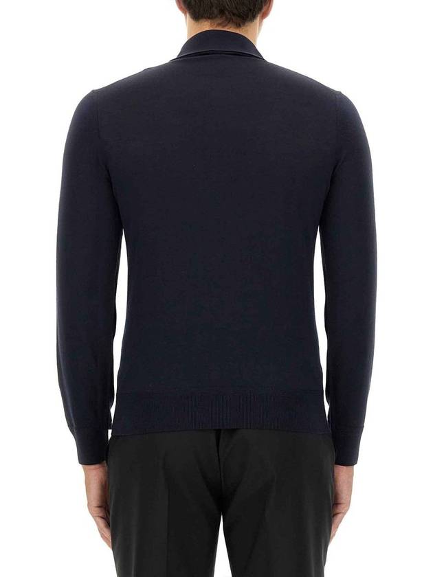 Knit Wool Long Sleeve Polo Shirt Navy - TOM FORD - BALAAN 4