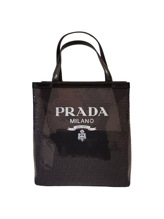 Small Sequin Mesh Tote Bag Black - PRADA - BALAAN 2